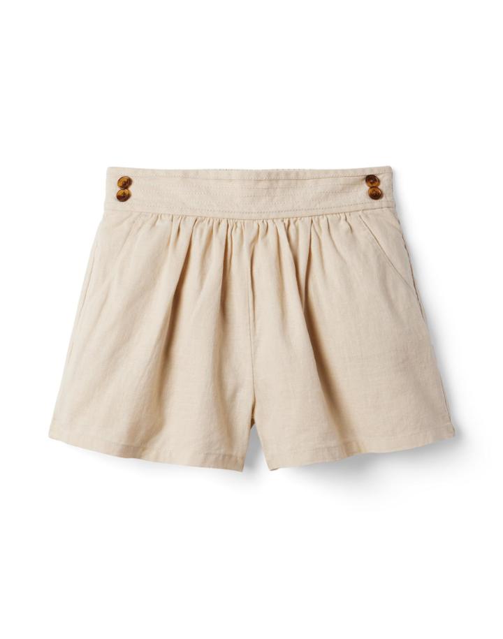 Linen-cotton Button Short