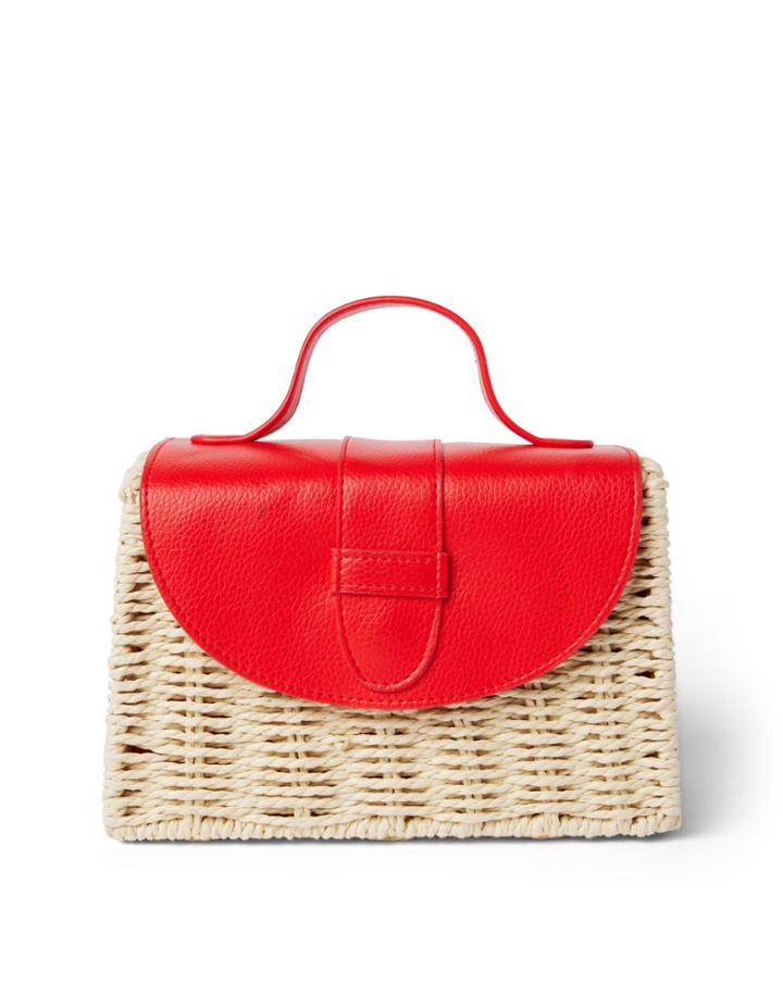 Pebbled Flap Straw Purse