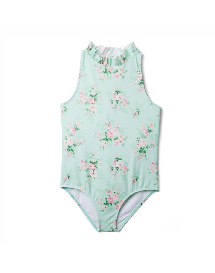 Floral Ruffle Neck Swimsuit