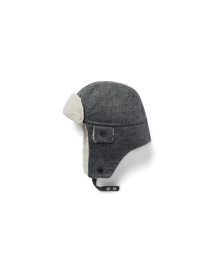 Herringbone Sherpa-lined Trapper Hat