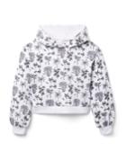 Palm Toile Cropped Hooded Sweatshirt