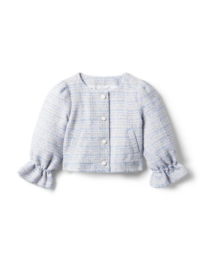 Boucle Ruffle Sleeve Cropped Jacket