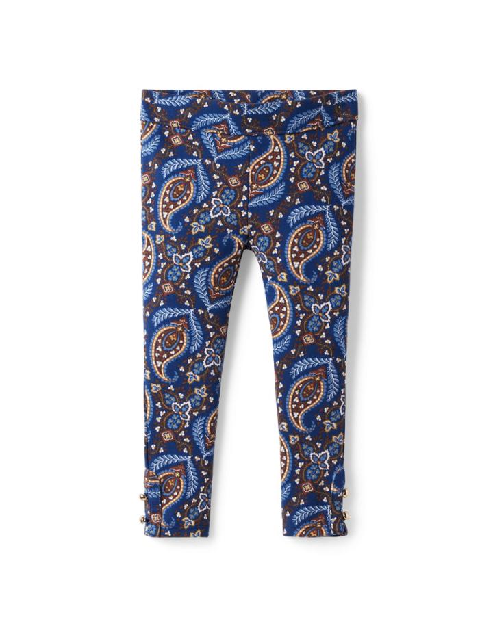 Paisley Button-cuff Ponte Pant