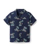 Island Palm Poplin Cabana Shirt