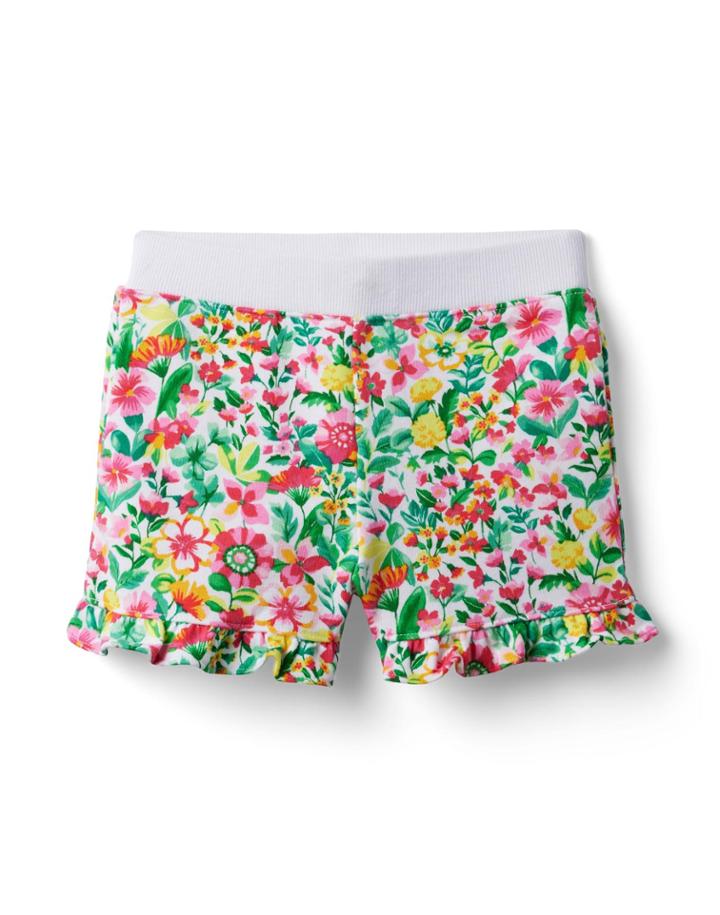 Floral Ruffle Hem French Terry Short