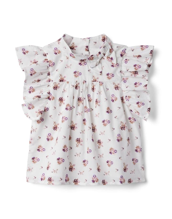 Floral Ruffle Sleeve Top