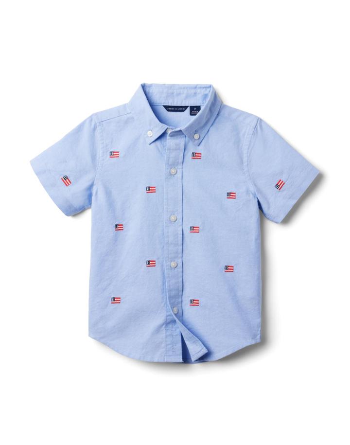 Embroidered Flag Oxford Shirt