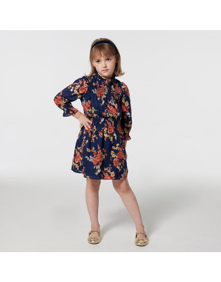 Floral Smocked Ruffle Collar Dress