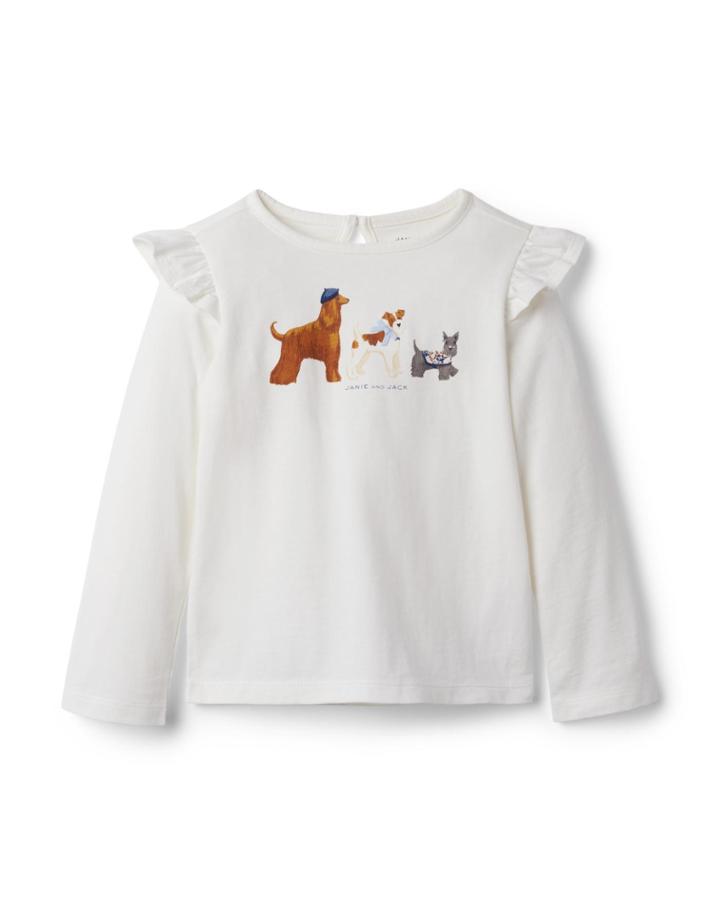 Dog Ruffle Shoulder Tee