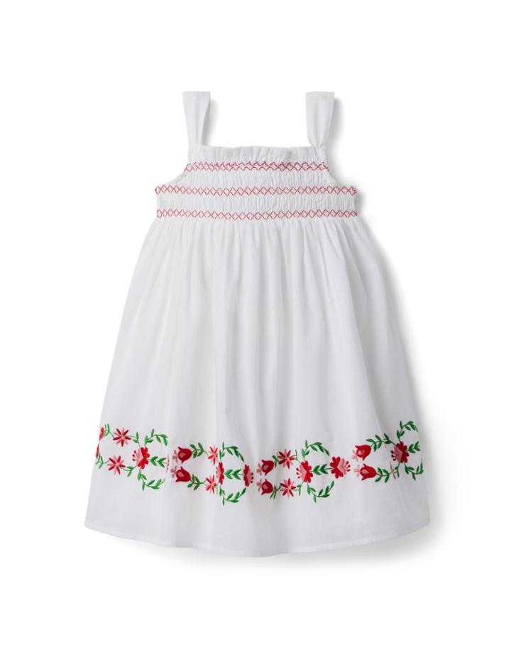 Embroidered Smocked Sundress