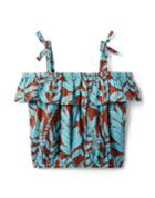 Tropical Cold Shoulder Cropped Top