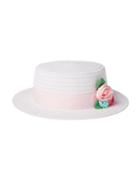 Straw Flower Trim Boater Hat