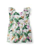 Tropical Jungle Ruffle Sleeve Romper