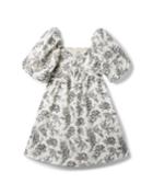Floral Toile Bubble Sleeve Dress