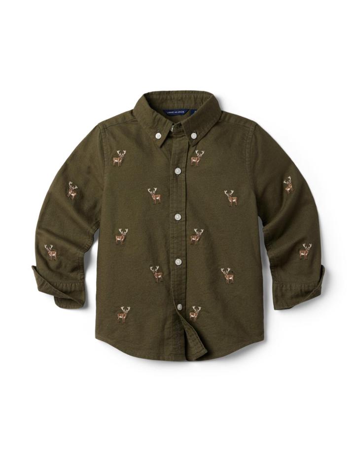 Embroidered Reindeer Brushed Oxford Shirt