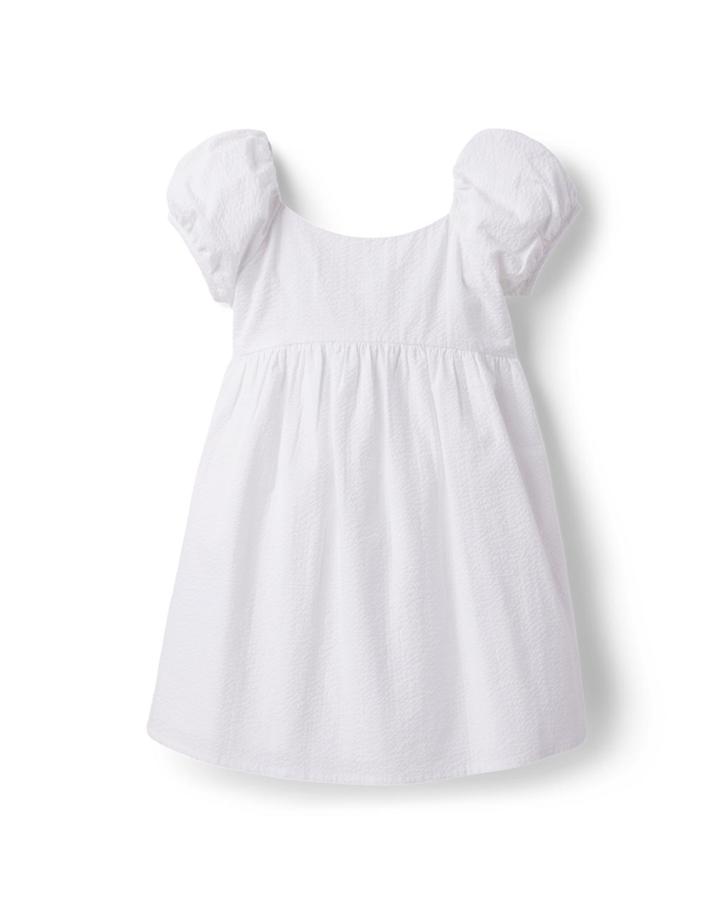 Seersucker Puff Sleeve Dress