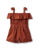 Swiss Dot Cold Shoulder Ruffle Romper
