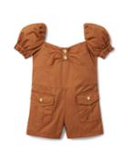 Puff Sleeve Patch Pocket Romper