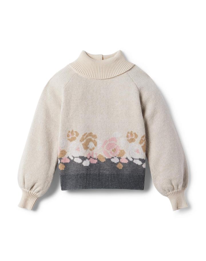 Floral Turtleneck Sweater