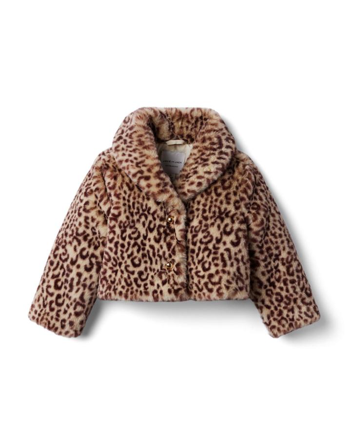 Leopard Faux Fur Cropped Jacket