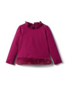 Faux Fur Trim Ponte Top