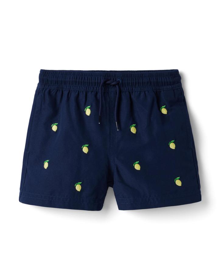Embroidered Lemon Recycled Swim Trunk