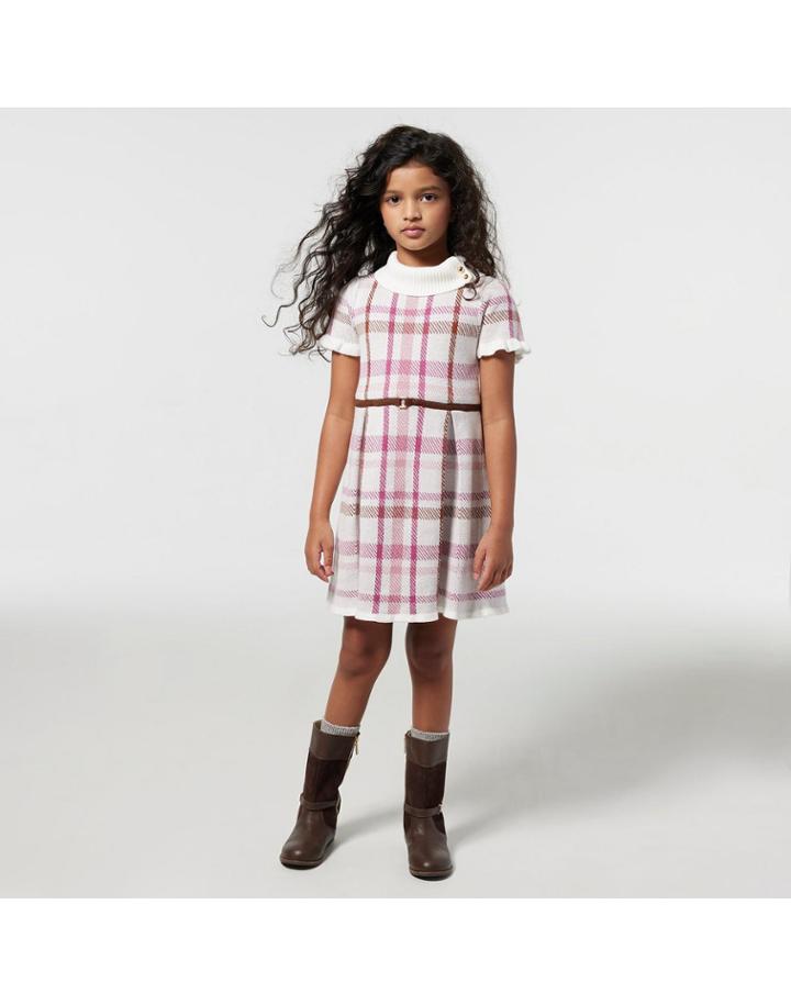 Plaid Pleated Sweater Dress