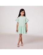 Eyelet Flutter Sleeve Dress