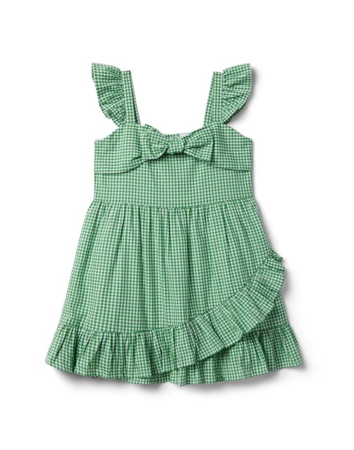 Gingham Ruffle Poplin Dress