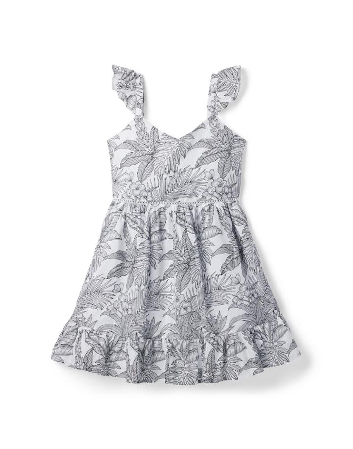 Palm Cutwork Trim Dress