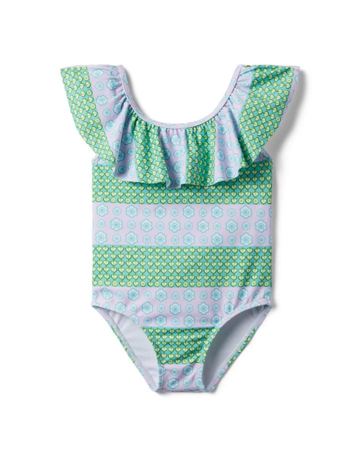 Geo Floral Striped Recycled Swimsuit