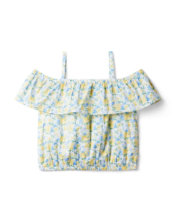 Floral Ruffle Cold Shoulder Top