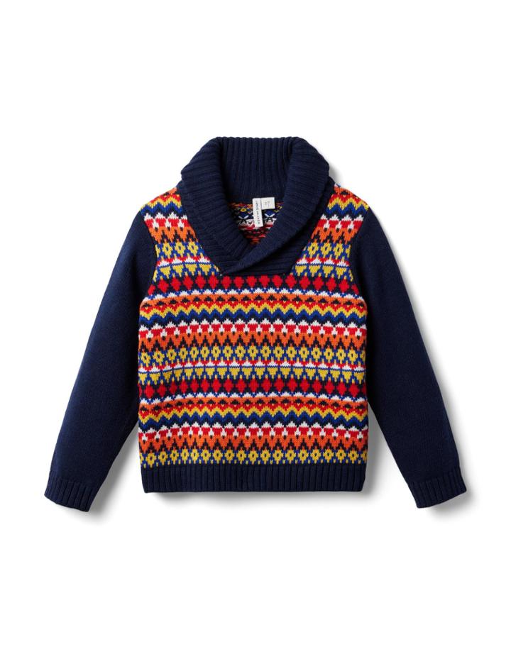 Fair Isle Shawl Collar Sweater