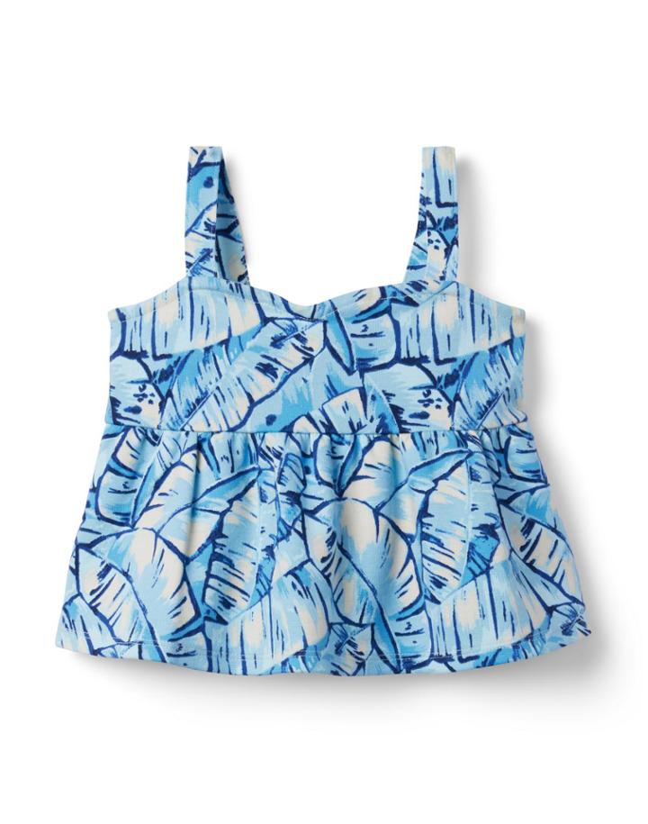 Palm Leaf Ponte Peplum Top