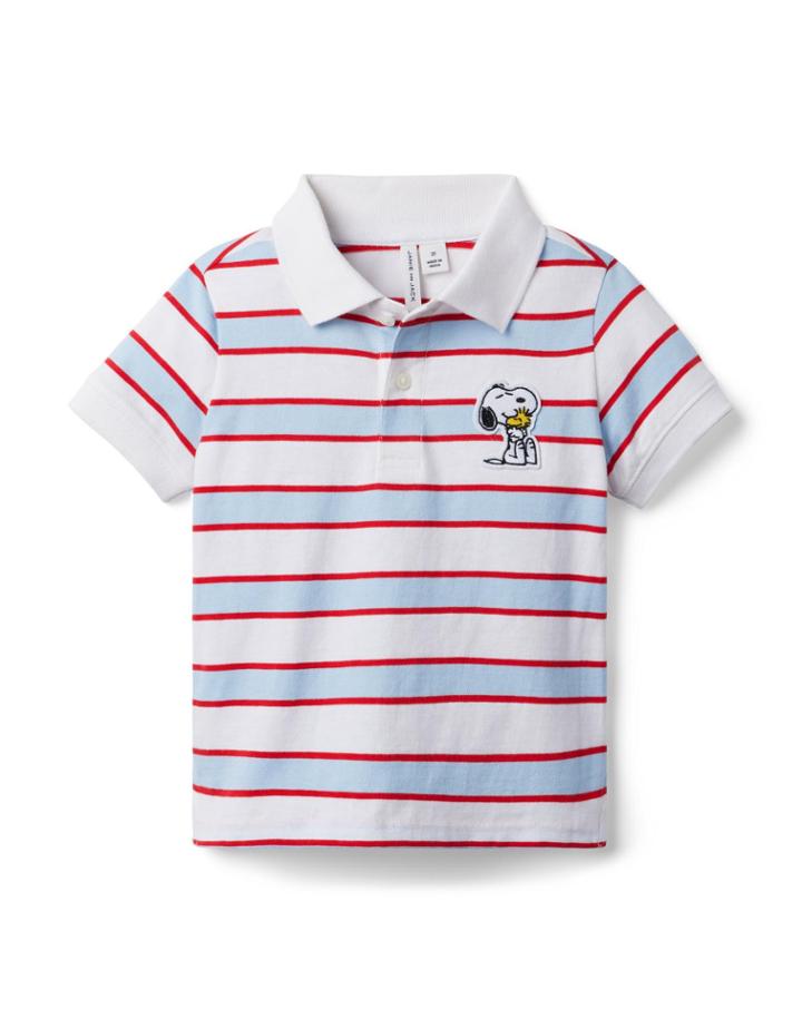 Peanuts Striped Snoopy Polo