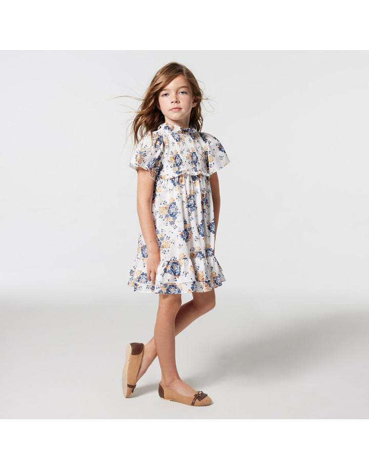 Floral Smocked Flutter Sleeve Dress