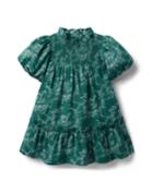 Floral Equestrian Smocked Bubble Sleeve Dress