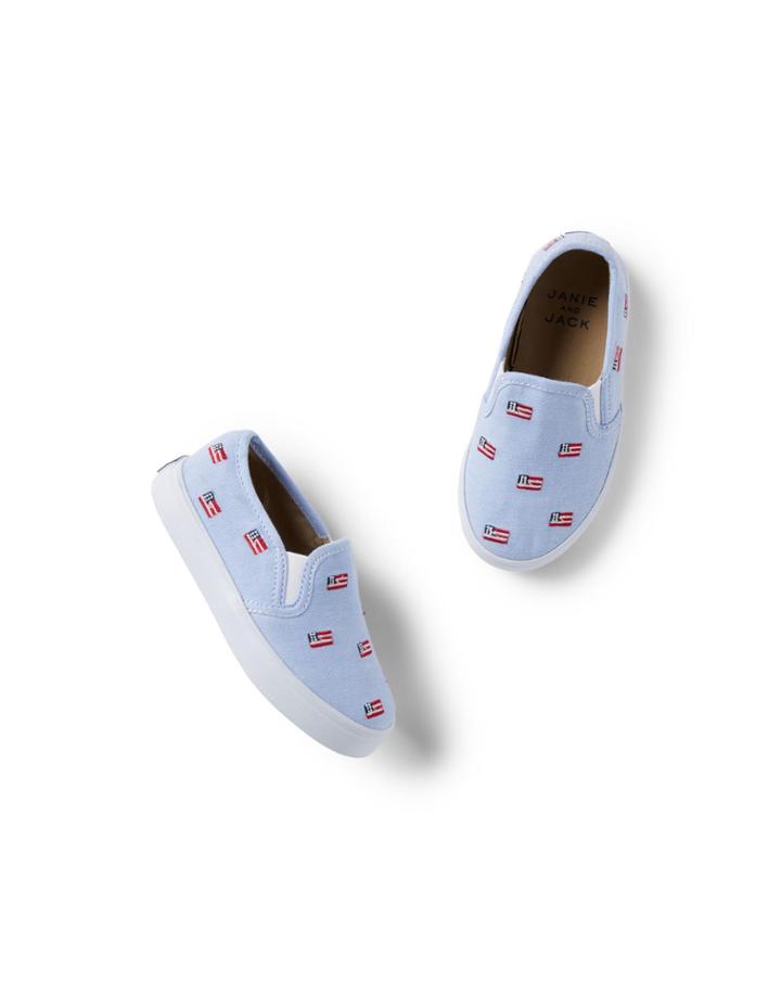 Embroidered Flag Slip-on Sneaker