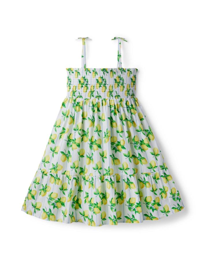 Lemon Stripe Smocked Bow Strap Sundress
