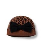 Leopard Bow Sweater Beanie