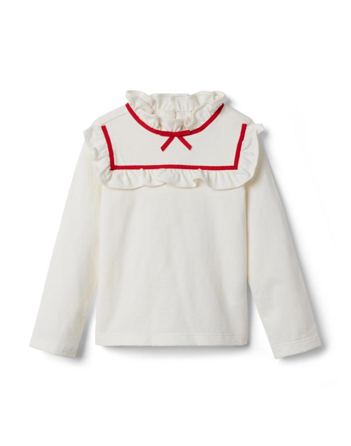 Ruffle Ribbon Jersey Top