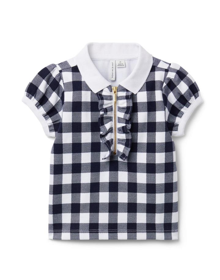 Gingham Sweater Collar Top