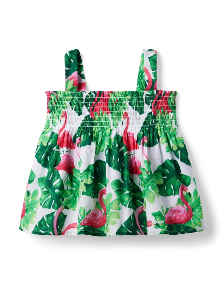 Tropical Flamingo Smocked Top