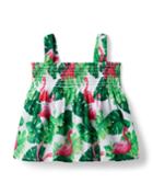 Tropical Flamingo Smocked Top