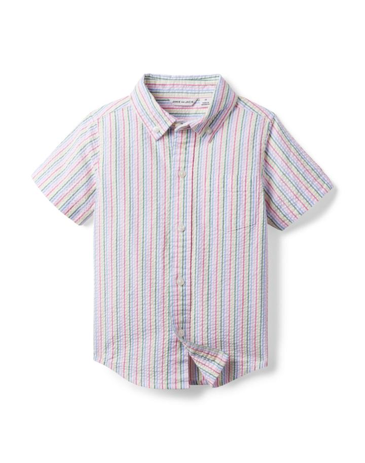 Rainbow Striped Seersucker Shirt