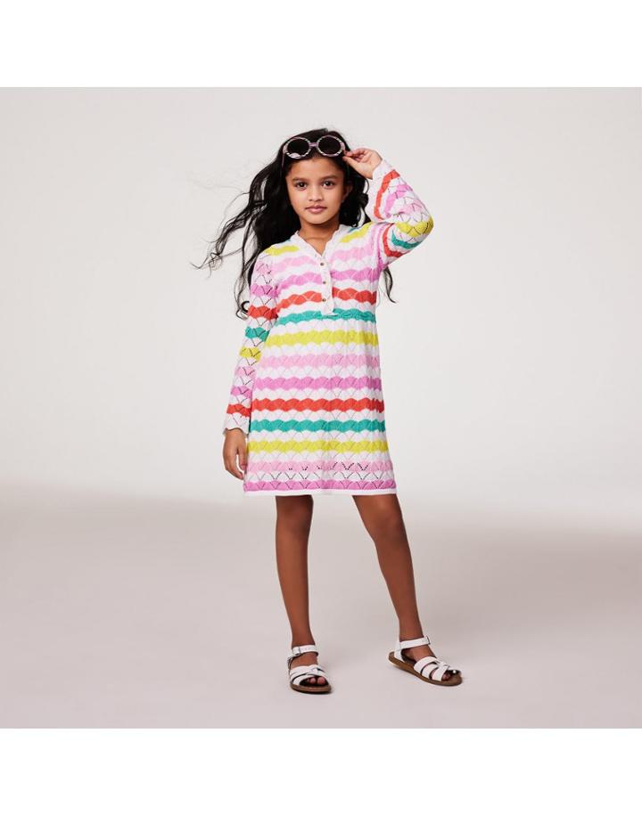 Wavy Striped Crochet Dress