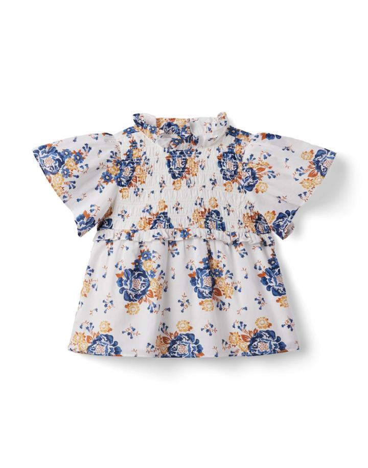 Floral Smocked Flutter Sleeve Top