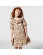 Leopard Puff Sleeve Ruffle Dress