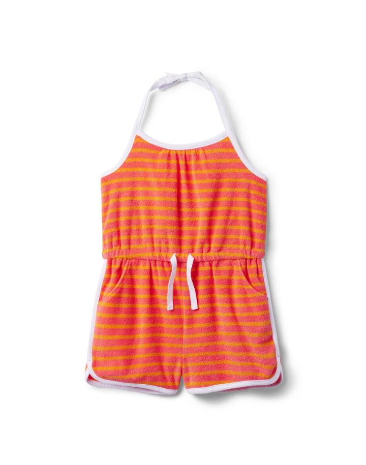 Kaavia James Striped Halter Terry Romper