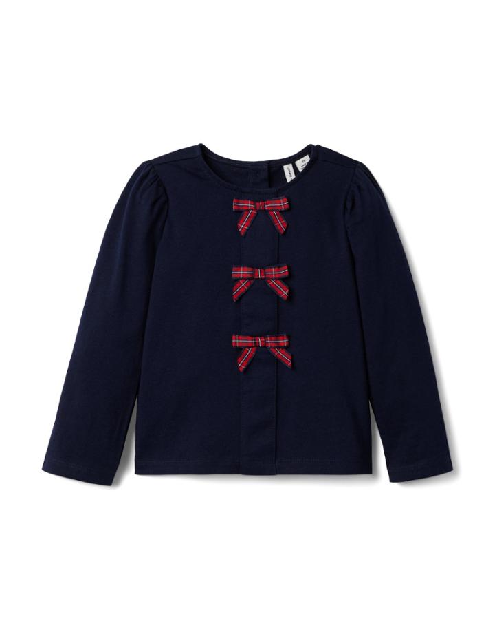 Plaid Bow Jersey Top